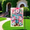 Welcome Garden Flag Blue Flowers Yard Decor Elegant Outdoor