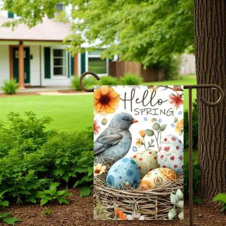 Welcome Spring Garden Flag with Bird Nest Design | Durable Decor