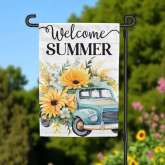 Welcome Summer Garden Flag Colorful Yard Decor Durable Outdoor