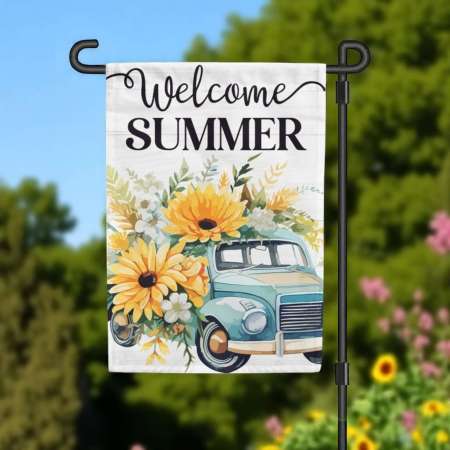 Welcome Summer Garden Flag Colorful Yard Decor Durable Outdoor