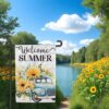 Welcome Summer Garden Flag Colorful Yard Decor Durable Outdoor
