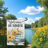 Welcome Summer Garden Flag, Colorful Yard Decor