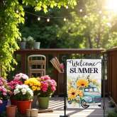 Welcome Summer Garden Flag Colorful Yard Decor Durable Outdoor