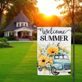 Welcome Summer Garden Flag Colorful Yard Decor Durable Outdoor