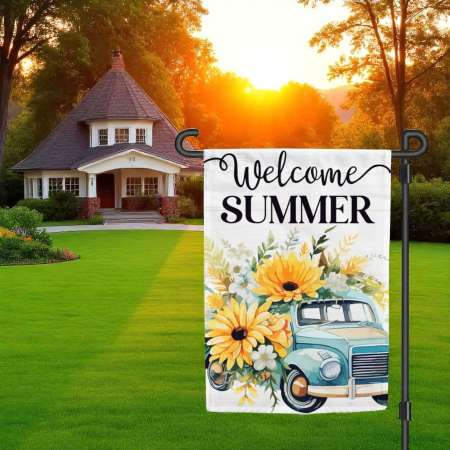 Welcome Summer Garden Flag Colorful Yard Decor Durable Outdoor