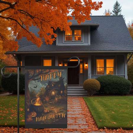 Witch House Garden Flag Halloween Outdoor Decoration Durable Design