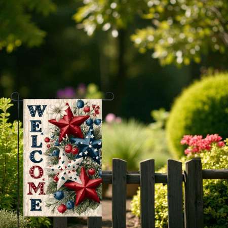 Americana Garden Flag Patriotic Welcome Decor Durable Outdoor
