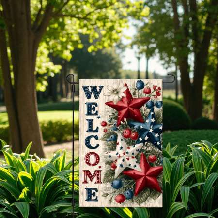Americana Garden Flag Patriotic Welcome Decor Durable Outdoor