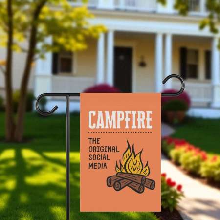 Campfire Flag - Rustic Outdoor Camping Gathering Decor