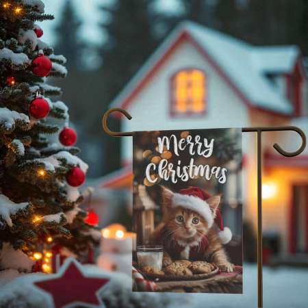 Garden Kitten Flag - Christmas Cat Yard Decoration