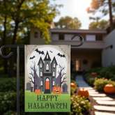Halloween Garden Flag with Happy Halloween Sublimation Design