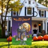 Halloween Garden Flag - Haunted House and Ghost Decor