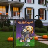 Halloween Garden Flag - Haunted House and Ghost Decor