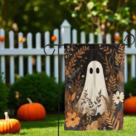 Halloween Garden Flag - Neutral Ghost Fall Yard Decor
