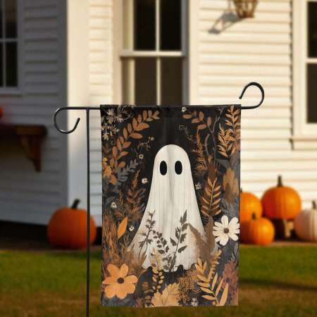 Halloween Garden Flag - Neutral Ghost Fall Yard Decor