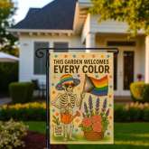 LGBTQ Garden Flag, Skeleton Pride Decor for Halloween Yard