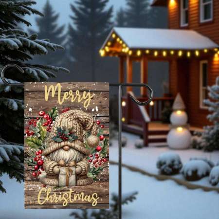 Merry Christmas Flag | Holiday Gnome Garden Decor