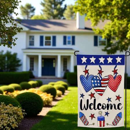 Patriotic Welcome Flag Durable American Garden Decor
